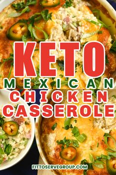 Keto Mexican chicken casserole is made with leftover rotisserie chicken. It's a 30-minute keto chicken recipe that will help silence your Mexican food cravings. low carb Mexican chicken casserole| gluten-free Mexican chicken casserole #ketocasseroles Low Carb Mexican Chicken Bowl, Rotisserie Chicken Recipes Healthy Keto, Keto Recipe Using Rotisserie Chicken, Keto Dinner Recipes With Rotisserie Chicken, Keto Chicken Mexican Casserole, Bariatric Chicken Casserole, Keto Leftover Rotisserie Chicken Recipes, Low Carb Rotisserie Chicken Meals, Mexican Chicken Casserole Healthy