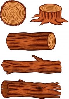 wood logs and tree stumps on a white background with clipping area for text