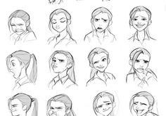 various poses and expressions for the character's face in this video game, which shows how