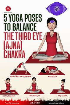 a woman doing yoga poses to balance the third eye and shana chakras