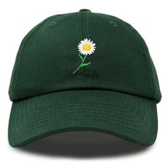 A daisy is a sacred symbol of new beginnings, innocence and delight. Often an inspiration directing to values of beauty, color and sensitivity, this flower sends a message of positivity. A perfect gift for those whose personality brings sunshine to life and the world around them. Express yourselves with our 100% cotton cap in a great style that lasts over time. With our soft padded sweat band, this hat fits very well without aggravating the skin. Features Adjustable Size Buckle Strap, Soft inner Sensitive Personality, Sunflower Hat, Blank Hats, Flower Hat, Duffel Bag Backpack, Embroidered Caps, Flower Hats, Dad Caps, Embroidered Tshirt