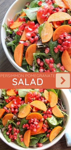 a salad with carrots and pomegranate in it