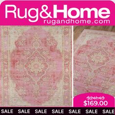 rugs and home sale flyer with two images of rugs on the same page