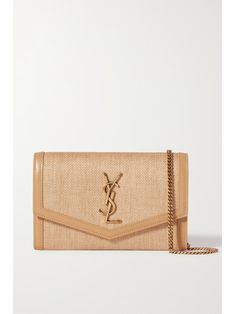 Shop SAINT LAURENT Uptown leather-trimmed raffia shoulder bag, Explore the latest SAINT LAURENT women's collection today on NET A PORTER Nude Ysl Bag, Beige Ysl Bag, Ysl Rattan Bag, Saint Laurent Raffia Bag, Jewelry Accessories Ideas, Saint Laurent Bag, Chain Strap, Fashion Handbags, Leather Trims