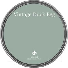 the vintage duck egg is green with white lettering