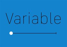 the word variable written in black on a blue background