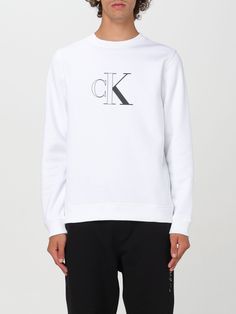 Felpa CALVIN KLEIN Uomo colore Bianco Calvin Klein Sweatshirt, White Calvin Klein, Ck Calvin Klein, Calvin Klein Men, Fashion Logo, Monogram Logo, Calvin Klein Jeans, Printed Sweatshirts