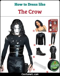 the crow costume is shown with instructions on how to dress like the crow