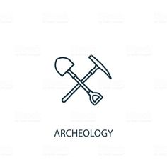 the logo for an archeoy with two axes and a pickle on it