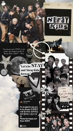 the collage has many different pictures and words on it, including one that says stay kids