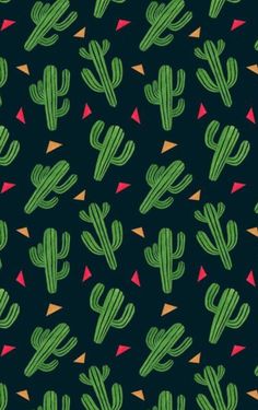 a green cactus pattern on a black background