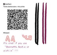 some black and pink colored hair sticks with qr code on the bottom right side