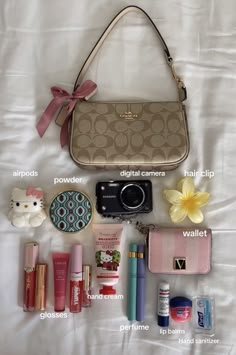 Must Have In Purse, Every Day Bag Essentials, Makeup Bag School, What To Pack In Your Bag, Bag Essentials Aesthetic, Bag Must Haves, The Best Skin Care Products, What's In My Purse