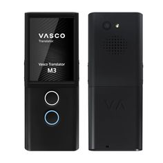 the vasco mp3 player is black and has blue buttons