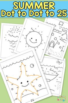 printable summer dot to dot worksheets for kids with pictures of the sun and stars