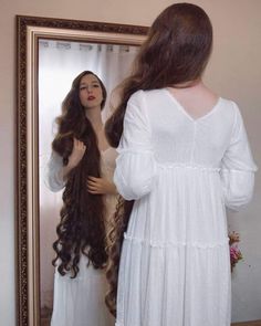 Love Is In The Hair, Face Drawing Reference, Long Black Hair, Mirror Mirror On The Wall, Mirror On The Wall, Very Long Hair