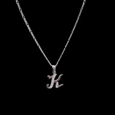 925 Sterling Silver Alphabet Letter K Pendant Necklace New Made In Mexico K Pendant, Silver Bridal Jewellery, K Necklace, Initial Necklace Silver, Desired Reality, Stone Statement Necklace, Crystal Choker Necklace, Letter K, Gold Necklace Set