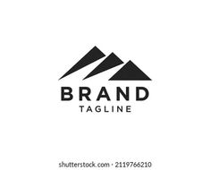 the brand tagline logo with mountains and clouds on white background, suitable for use in advertising