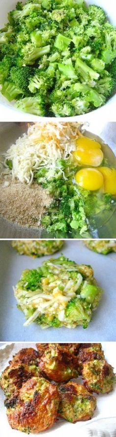 broccoli and other foods are being cooked in pans