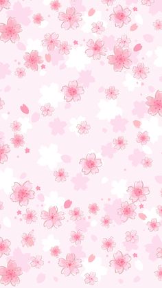 pink flowers and hearts on a light pink background