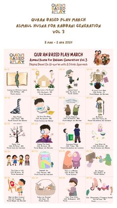 the poster shows different types of children's books and their names in english, arabic,