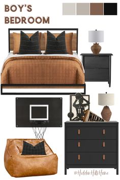 Teen boys sports themed bedroom decor mood board! Basketball Bedroom Decor, Boys Basketball Bedroom, Boys Bedroom Makeover