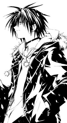 an anime character in black and white