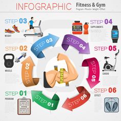 info graphic with steps and instructions for the gym vector imagensvectors com