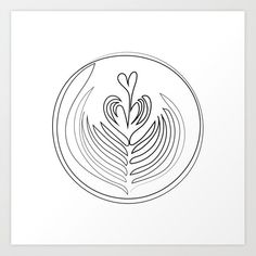 a black and white drawing of a plant in a circle with the word love on it