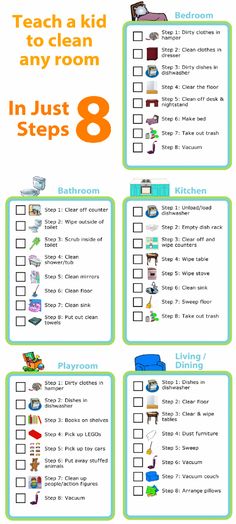 a printable checklist for kids to do in just 8 steps, with the words teach