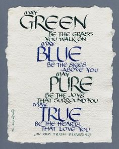 a piece of paper that has some writing on it with the words blue and green