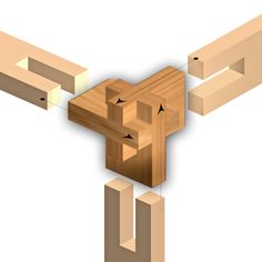 an image of a wooden object that is cut into pieces and placed on top of each other