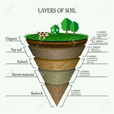 layers of soil diagram showing the different layers and their names stock photo, images and royalty