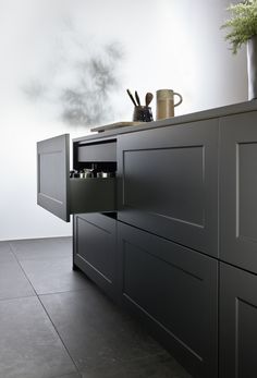 Graphite grey neoNATURE kitchen by nolte kitchens uk Kitchens Uk, German Kitchen Design, German Kitchens, Kitchen Extensions, Wooden Worktops, German Kitchen, Kitchen Extension, Uk Kitchen, Kitchen Space