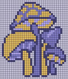 an image of a cross stitch pattern with a purple and yellow design on the front