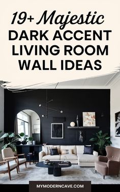 Bring modern elegance to your living room with these 19+ dark accent wall ideas. From deep charcoal tones to rich jewel hues, these walls create a dramatic backdrop that highlights your furniture and decor. Incorporate built-in shelving, bold artwork, or decorative lighting to elevate the look further. Perfect for adding a touch of luxury and sophistication, these designs prove that dark walls can transform any living room into a stylish haven. Living Room Accents, Living Room Wall, Living Room, Wall