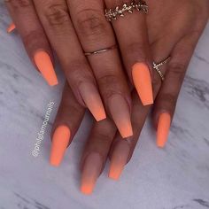 Orange Nail Art, Orange Acrylic Nails, Nails Shellac, Nails Beach, Nails Orange, Nails Ombre, Ombre Acrylic Nails, Nails Colors, Simple Summer