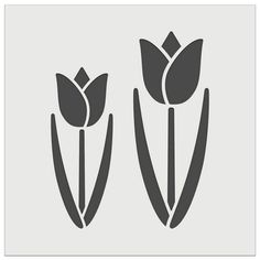 two tulips on a gray background with the words, love is in the air