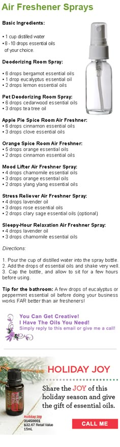 Air freshener sprays without all the harsh chemicals! Essential Oils Air Freshener, Air Freshener Spray, Diy Kosmetik, Yl Essential Oils, House Hacks, Diffuser Blend, Young Living Oils, Doterra Oils, Diy Essential Oils