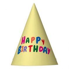 a party hat with the words happy birthday written on it