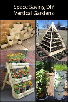 several different types of planters made out of wooden pallets