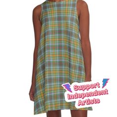 Loose-fit, mid-length sleeveless dress with silky handfeel. Printed on both sides. Machine washable. Size range XS-2XL. The O'Brien clan tartan is a classic plaid pattern green and orange, with bright yellow, light blue, and red accents. O'Brien and Brien families are found in County Clare, Cork, Dublin, Kilkenny, Limerick, Meath, Tipperary, Waterford, Wexford, and Wicklow censuses; they are some of the most common surnames of people with Irish heritage in North America. Casual Plaid A-line Dress, Summer A-line Plaid Dress, Casual A-line Plaid Dress, Casual Plaid Sleeveless Dress, Sleeveless Plaid Dress For Spring, Casual Sleeveless Plaid Dress, Fitted Sleeveless Plaid Casual Dress, Fitted Sleeveless Plaid Sundress, Casual Fitted Sleeveless Plaid Dress