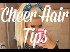 Cheer Hair Tutorial - YouTube Cheer Ponytail High, Cheerleader Ponytail Hairstyles, Cheer Hair Ponytail, Easy Cheer Hairstyles With Bow, Cheerleading Hairstyles With Bows, Cheer Competition Hair, Cheer Hair Tutorial, Cheerleader Hairstyles, Cheer Ponytail