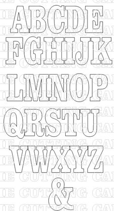 the alphabet is outlined in black and white, with letters that appear to be made out of