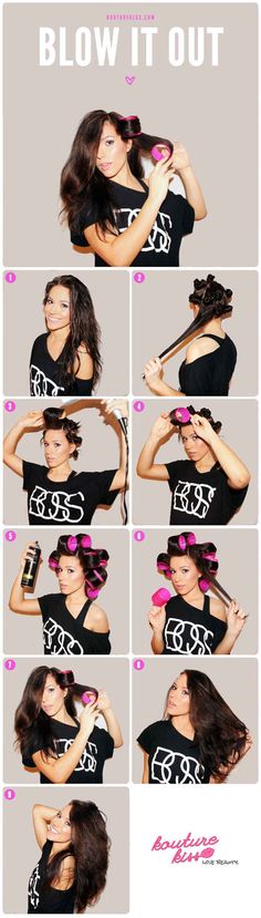 Self-grip velcro rollers give you the voluminous look of a round brush blowout without all the work. Quick Hairstyles, Hair Day, Diy Hairstyles, Pretty Hairstyles, Hair Hacks