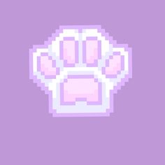 an animal's paw pixelated in pink and white on a purple background,