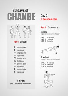 the 30 days of change poster shows how to do an exercise with one hand and two hands