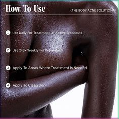 The Body Acne Solution This product is: A medicated, quick-dry 2% Salicylic Acid clearing solution. Good for: All Skin Types. Why we love it: Necessaire's The Body Acne Solution is a 2% Salicylic Acid clearing treatment to treat and prevent body breakouts. Zinc PCA, Niacinamide and Rosemary regulate sebum, minimize acn Natural Remedies For Acne, Makeup Remover Recipe, Body Breakouts, Remove Skin Tags Naturally, Diy Makeup Remover, Natural Acne Remedies, How To Get Rid Of Pimples, Body Acne, Cystic Acne