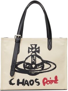 Recycled woven tote in beige featuring logo graphic printed in black and red at face. · Buffed leather carry handles at top · Zip closure · Zip pocket and patch pocket at interior · Twill lining · H12 x W15.5 x D7.5 in Supplier color: Beige Vivienne Westwood Logo, Vivienne Westwood Bags, Shopper Tote, Logo Graphic, Vivienne Westwood, Luxury Streetwear, Patch Pocket, Zip Pockets, Handles