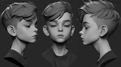 Stylized Hair, Sculpted Hair, 3d Hair, Face Anatomy, Sculpture Head, Face Study, Digital Sculpture, Boy Face, Fantasy Male